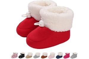 MONSTOYO Patucos Bebé Niña Niño Invierno Zapatos Primero Pasos Antideslizante Termicos Forro Botas Recién Nacido Booties de Porteo Algodon Botines Calcetines Zapatillas Casa Blanda 0-18 Meses