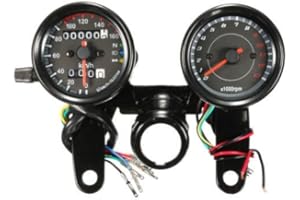 LOVEMOTOR Compteur kilométrique universel à LED noir + tachymètre de vitesse pour moto 12 V Chopper Cafe Racer Old School