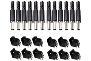 RUNCCI-YUN 12Pcs 5.5 x 2.1 mm DC Power Jack Socket Adaptador de Conector Hembra de Montaje en Panel 12Pcs