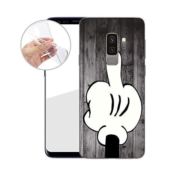 Finoo TPU Handyhülle für Dein Samsung Galaxy S9 Plus Made In Germany Hülle mit Motiv für Optimalen Schutz Silikon Tasche Case Cover Schutzhülle für Dein Samsung Galaxy S9 Plus-Mittelfinger