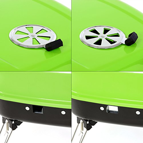 Nexos Mini Koffer-Grill Holzkohlegrill für Garten Terrasse Camping Festival Picknick Party BBQ Barbecue ca. 34 x 36 cm Grillfläche grün - 6