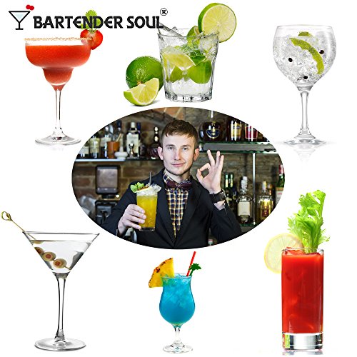 Bartender Wesentliche Tool Kit für Cocktailshaker – Professionelle Gewichteten Bar Löffel 30cm, Holz Muddler 25cm, 2 Ausgießer und Eiszange – Premium Qualität - 7
