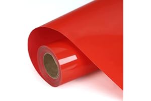 Heinaroman Vinile Termoadesivo per Tessuti - 30,5 cm x 305 cm Termovinile per Tessuti per Rilievo di taglio e contorno, Vinile HTV per T-Shirt Abbigliamento, Facile da tagliare e diserbare (Rosso)