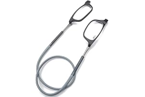 LBJYDGEFG Ms. magnetic hanging neck reading glasses,Portable unisex TR90 reading glasses,Long leg telescopic headstock (Color : Gray, Size : +1.0x)