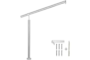 FINEUNAN Edelstahl Eingangsgeländer für Treppen Brüstung Balkon - Wandhandlauf Wandhalterung - Innen und Außen Handlauf Geländer Treppengeländer Edelstahl (80x90 cm)