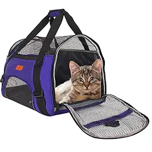 KIKA Pet Carrier for Cat Dog Rabbit Birds, Portable Folding Breathable Pet Carrier Airline Approved, Suitable for Small Dogs, Shihtzu, Puppies, Kittens and Medium-Sized Cats (Indigo Color)