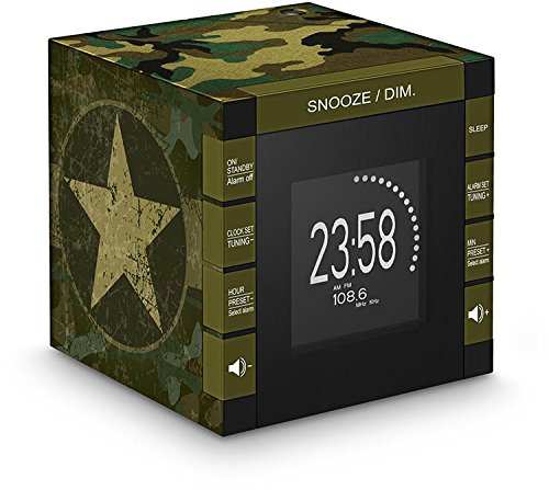 Bigben Interactive RR70PARMY Radio Sveglia con Display LCD e Proiezione Orario, Army, Multicolore