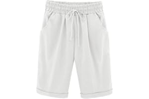 Rayson Short Bermuda Femme d'Été Léger Pantalon Court en Polyester avec Poches et Cordon Élastique Décontracté Femme Short de Jogging Vacance