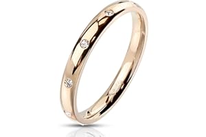 Autiga® Damen Ring Edelstahl Zirkonia Kristalle Herren Stapelring Bandring