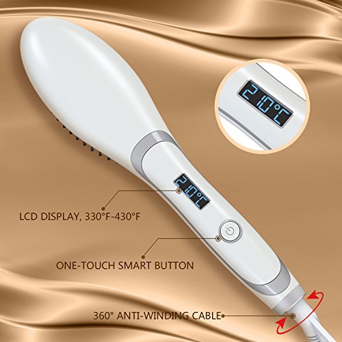 NEU Glätteisen BESTOPE Ionen Haarglätter keramikbeschichtete Haarbürste mit Schnellaufheizungs Funktion Warmluftbürste und Perfekt Überhitzungsschutz Absolut-Anti-Verbrühung Stylingbürste mit kostenfrei Hitzeschutzhandschuh Doppelspannung-Gehobene Version Haarkämme geeignet für alle Haartypen - 3