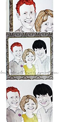 Family Bespoke Card . Custom Watercolor Portrait with 3 people . Handmade Greeting Cards . Birthday and Christmas Personalized Gifts