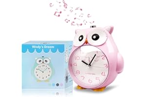 Wndy's Dream Sveglia, Gufo Sveglia Senza ticchettio Snooze per Camera da Letto, con Luce Notturna Gialla, Allarme Forte per Bambini, Funzionamento a Batteria