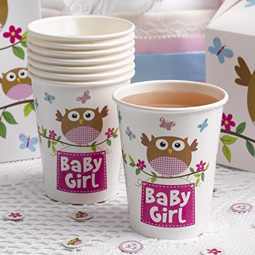 Little Owls, Baby Girl Cups for Baby Shower, Christening or Baby Naming Celebration