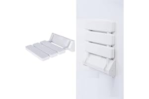 SHZICMY Sedile da doccia pieghevole, montaggio a parete, con seduta antiscivolo, impermeabile, pieghevole, per spa, balcone, bagno, bianco, portata fino a 130 kg