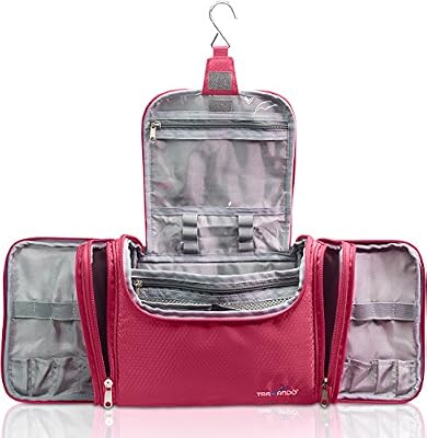 TRAVANDO ® Trousse de Toilette Femme Grand Format avec Crochet "MAXI" | 8,8 L de Volume | Sac de Voyage avec Compartiments | Kit Cosmétiques, Produits Beauté, etc. | Nécessaire Pratique pour l’Avion