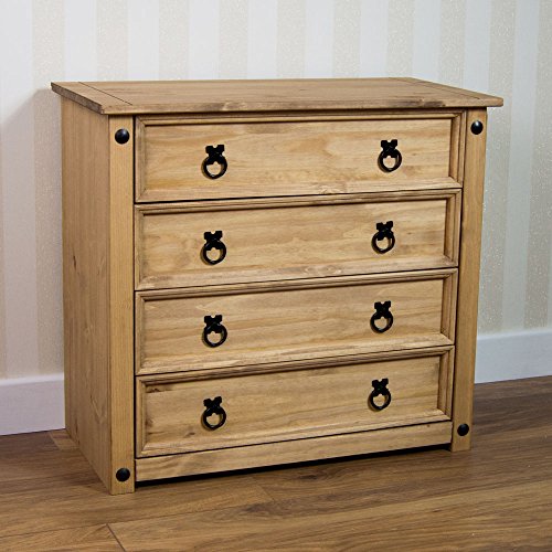 Home Discount Corona Rustic 4 Drawer Chest Mexican Solid Pine Wood