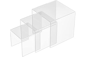 Sezanrpt Square Regal Risers 3pcs, Acryl Dessert Table Display Set, Clear Acryl Showcase Collectibles Display Regal für Cupcake, Spielzeug, Uhren, Tischdekorationen - 10x12.7x15.2CM
