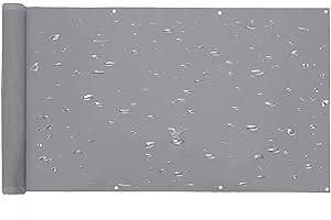 QIAOH Balkon Sichtschutz Grau 65cm x 800cm, Sichtschutz Terrasse Ohne Bohren, Blickdichte Windschutz Und UV-Schutz, Balkonbespannung, Nylon Kabelbinder Und Kordel