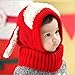 Cute Winter Baby Kids Girls Boys Warm Knit Woolen Coif Hood Collar Scarf Caps Hats (Red)