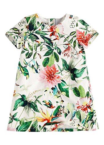 Fashion Kids Baby Girl Clothes Skirt Pastoral Fancy A-line Dress Party Dress (90#2-3Y, green)