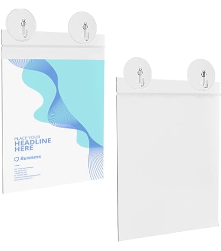 Niciksty 4 stuks acryl raambordhouders met zuignap, A4 acryl raamwand-bordhouder, transparant acrylframe, wandhouder, reclameboodschap voor winkel, kantoor, restaurant, thuis