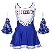 Produktbild Kootk Uniform Kostüm Damen Mädchen Cheerleader Kurz Kleid Halloween Kostüm Fasching Partkleid Minikleider Schule Kleid Blau M