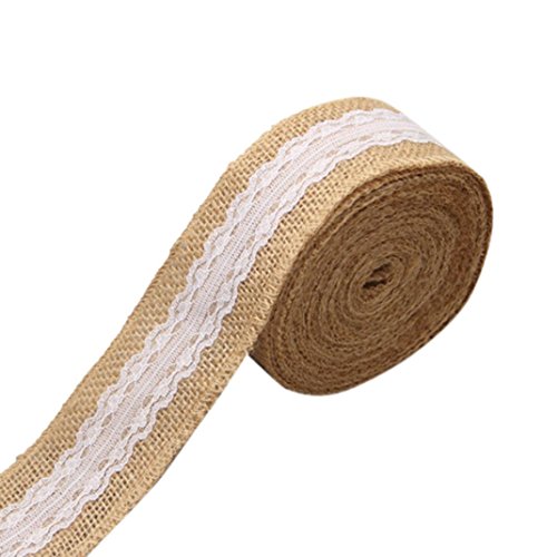 Prevently Brand New Beige Wedding Party Decor Rustic Vintage Lace Edged Jute Hessian Burlap Ribbon Roll (H)