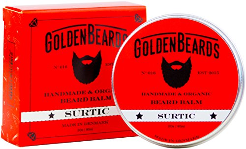 Bálsamo Orgánico para Barba -Surtic- 60ml-100% Natural -Golden Beards - Aceite de Jojoba y Aceite de Argán y Albaricoque,hidrata tu barba y piel.Ideal para picor de la barba