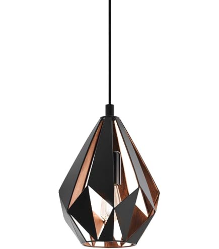 Eglo Embleton Lampada A Sospensione Industriale – Stile Vintage In Acciaio Rame Anticato, Diametro 30.5 Cm, Attacco E27, Senza Lampadina - 3