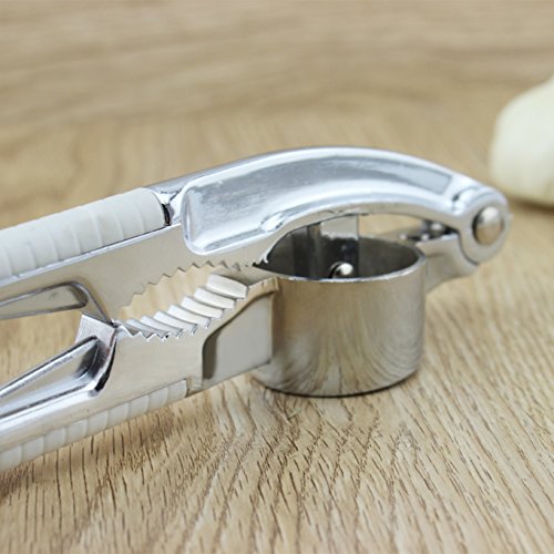 HelpCuisine Premium qualität (2 in 1) Knoblauchpresse + Nussknacker Nussöffner knoblauchpresse knoblauchschneider knoblauchschäler knoblauchreibe knoblauchwürfler ingwerpresse garlic press edelstahl, Zink presse Mehrzweck Küchengerät mit Knoblauchpresse und Nussknacker Nussöffner Funktion, professionelle küchenhelfer aus hochwertigem rostfreien Edelstahl, Zink, vernickelt, langlebig, rutschfest ergronomischer griff, spülmachinefest - 3