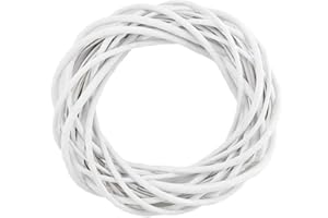 TGG - Ghirlanda di vimini colorata, 25, 35, 50 cm, in stile shabby, colore bianco opaco, diametro di 25 cm