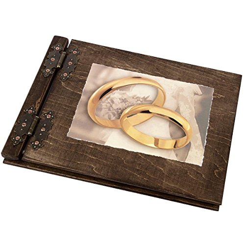 Gästebuch zur Hochzeit 100 ecrü farbende Innenseiten Holz Hochzeitsgästebuch