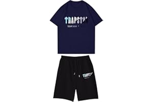 BFTHWY Survêtement d'été Trapstar pour hommes combinaison de sport avec Logo Trapstar t-shirt et Short décontractés à manches courtes 2 pièces pour le Jogging unisexe