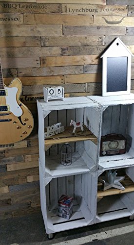 2 Stück weiße Holzkisten – Weinkisten – Obstkisten mit Zwischenregal von Cronenwerth - 9