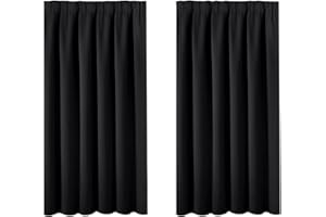 BellaHills Blackout Curtains Short Curtains for Bedroom - Thermal Top Tape Blackout Curtain Drapes for Home Decoration Room Darkening Window Treatment for Light Blocking 46 x 54 Inch, 2 Panels, Black