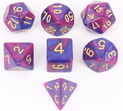 YunHua TECH 7PCS Polyhedral Dice 16mm D20 D12 D10 D8 D6 D4 for Dungeons and Dragons DND RPG MTG Table Games 15