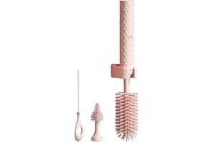 Valink Elektrische Flaschenbürste für Babys, elektrisches Silikon-Flaschenbürsten-Set, Babyflaschen-Reinigungsbürste, Flaschen-Nippel-Strohhalm-Reinigungsbürste, USB-wiederaufladbar, Rosa