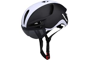Casque vélo, KINGLEAD Casque de vélo Homme Femme avec Visière Amovible Magnétique Certifié CE Casque velo Adulte avec USB LED Eclairage Doublure Détachable Lavable Casques VTT Réglable 57-62CM (KL088)