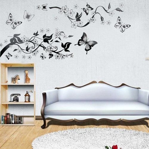 Wandtattoo Wandaufkleber Wandtatoo Wandsticker Schmetterling Baum Reben - 3