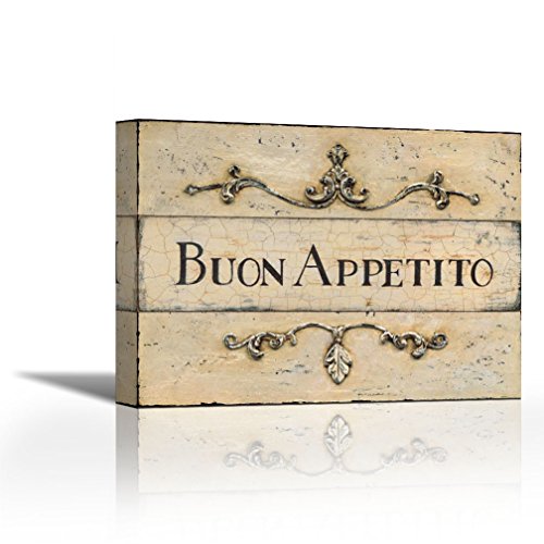 Karmakara BUON Appetito Plaque Print On Canvas Floral Botanical Abstract Art Wall Painting for Living Room, Bedroom, Drawing Room - Ready to Hang Image Size is 11 x 8 Inch