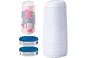 Angelcare® Dress-Up XL Starter-Set: Windeleimer + 2 Nachfüllkassette + Dress-Up XL Bezug Elephant Family