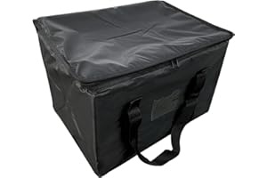 GCDN Borsa di consegna della pizza, borsa isolata di consegna dell'alimento con la maniglia, borsa di ristorazione commerciale di grande capacità per il trasporto dell'alimento (nero) - 16L)