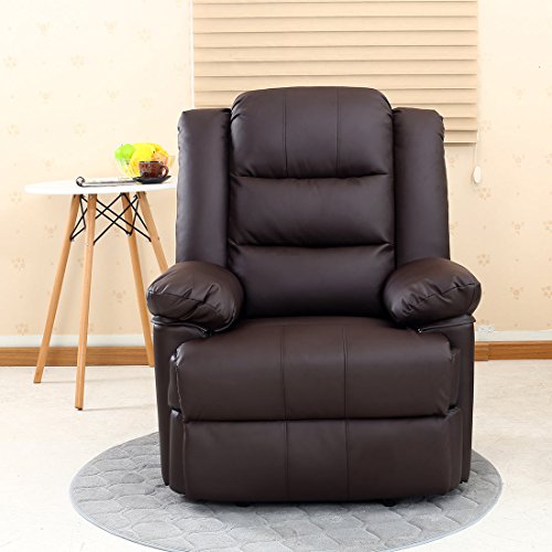 LOXLEY LEATHER RECLINER ARMCHAIR SOFA HOME LOUNGE CHAIR RECLINING GAMING (Brown)