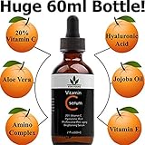 VITAMIN C SERUM for Face, 60ML DOUBLE SIZE! 20% Vitamin C with Hyaluronic Acid S