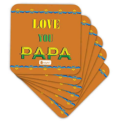 Indigifts Fathers Day Gifts Love You Papa Quote Indiana Artwork Orange Coaster 3.5