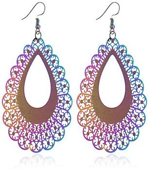 Earrings MJW&EH Women's Drop, Ultra Slim Colorful Stainless Steel Pear Jewelry Party Prom Costume Jewelry, one size