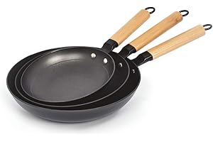 Qulinart by Brandt, Poêle en fonte ultra légère avec couche anti-adhésive en nid d’abeille, Set de 20, 24 & 28 cm, Tous Feux dont Induction, Sans PFOA, chauffe de manière homogène et rapide