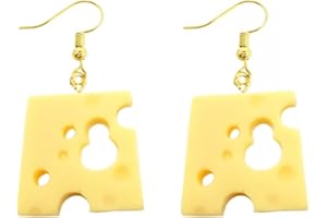 CROWNOFRIBBONS Emmental Cheese Shaped Dangle Earrings for Women, Yellow