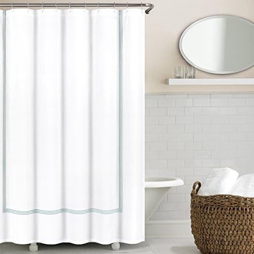 Echelon Home Hotel Collection Silver Blue Echelon Three Line Shower Curtain