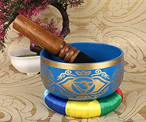 Tibetan Singing Bowl Set - 5 Blue Meditation Sound Bowl For Vibration Singing bowls Beautifully Handcrafted by Professional Artisans in Nepal